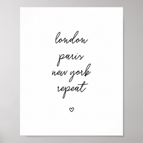 London Paris New York Repeat Poster  Pink 8x10