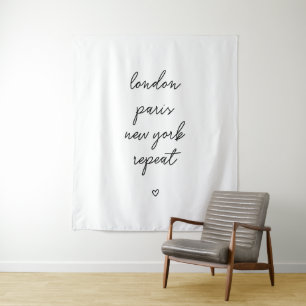 'London Paris New York Repeat' Tapestry