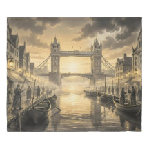 London Paris Twilight Journey Duvet Cover