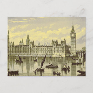 London Parliament Big Ben Thames Westminster 1800s Postcard