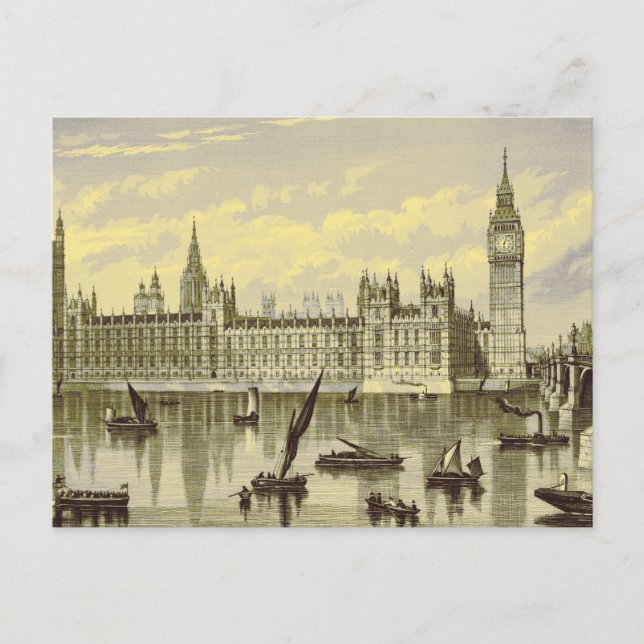 London Parliament Big Ben Thames Westminster 1800s Postcard (Front)