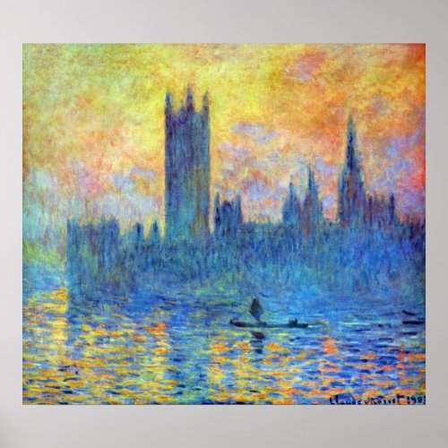 London Parliament in Winter by Claude Monet Poster