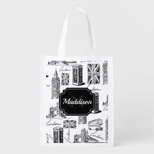 London Pattern Grocery Bag