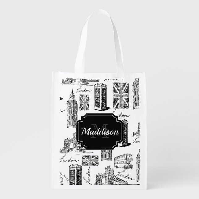 London Pattern Grocery Bag (Front)
