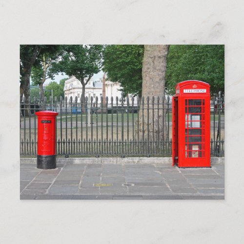 London phone booth  postbox postcard