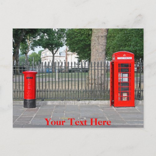 London phone booth  postbox postcard