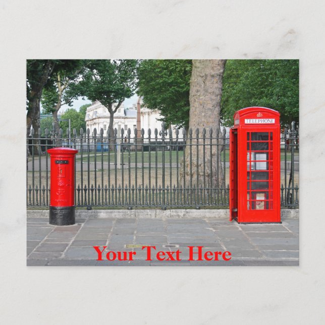 London phone booth & postbox postcard (Front)