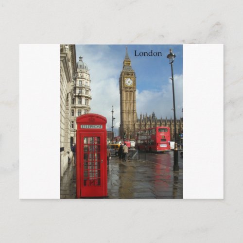 London Phone box  Big Ben StK Postcard