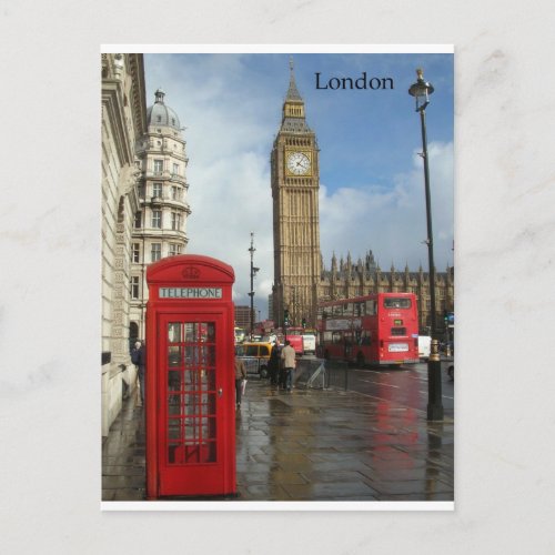 London Phone box  Big Ben StK Postcard