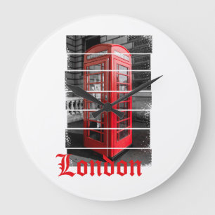 London Phone Box Vintage Souvenir Large Clock