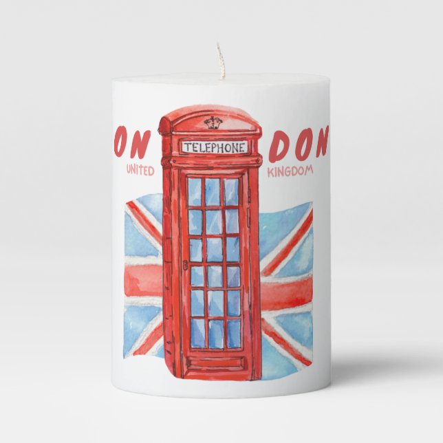 London Phonebooth Pillar Candle (Front)