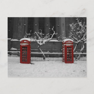 London Phoneboxes in the Snow Postcard