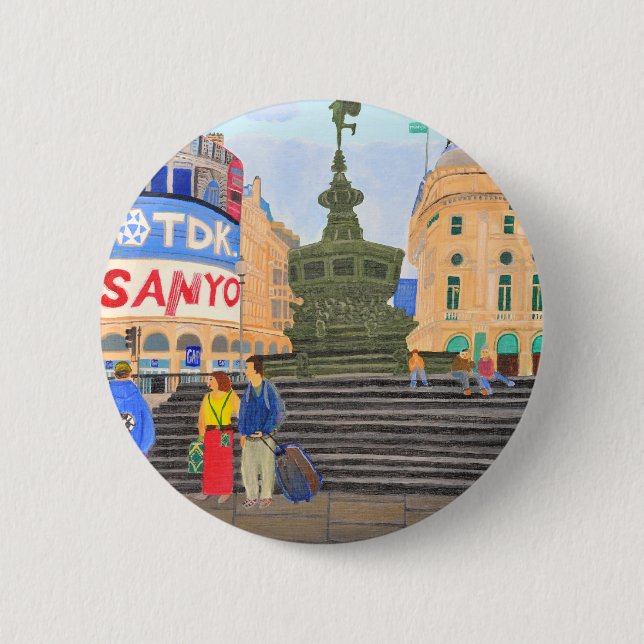 London, Piccadilly Circus Pinback Button (Front)