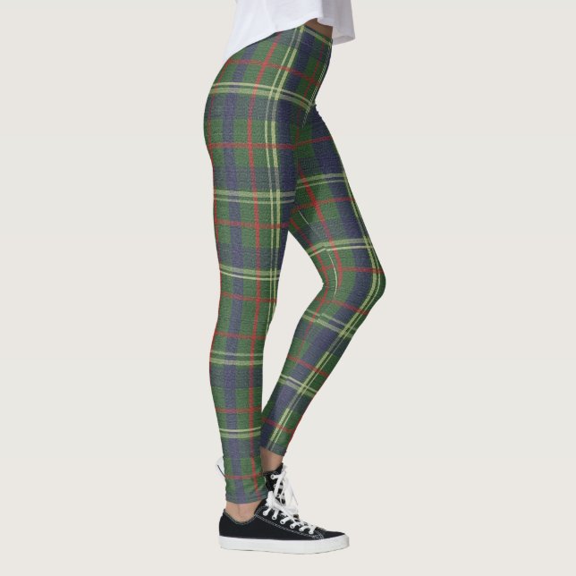 London Plaid Checked Navy Blue and Green Leggings (Right)