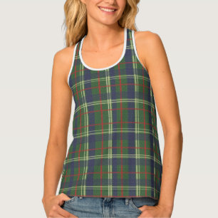 London Plaid Checked Navy Blue and Green Tank Top