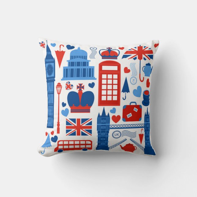 London Pop Icons Throw Pillow (Front)