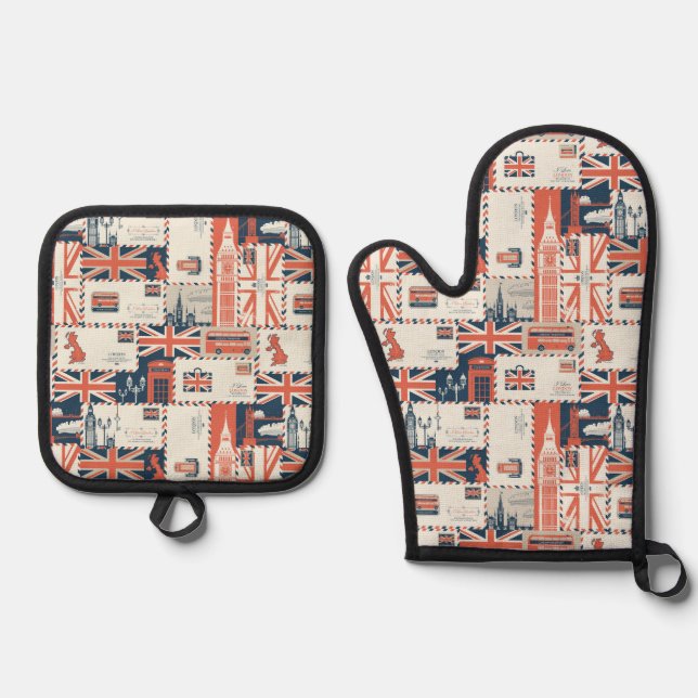 London Post Oven Mitt Set (Front)