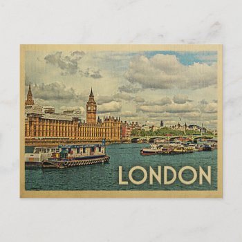 London Postcard England Vintage Travel by Flospaperie at Zazzle