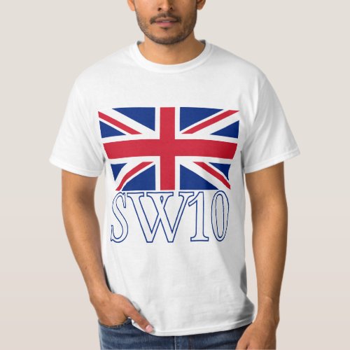 London Postcode SW10 with Union Jack T_Shirt