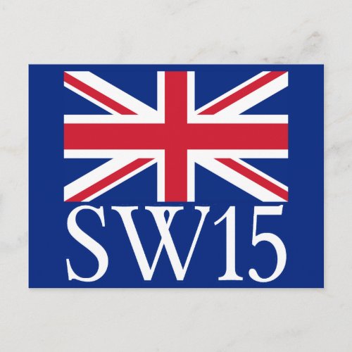 London Postcode SW15 with Union Jack Postcard