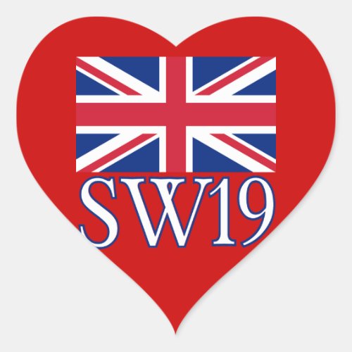 London Postcode SW19 with Union Jack Heart Sticker