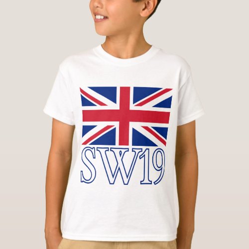 London Postcode SW19 with Union Jack T_Shirt