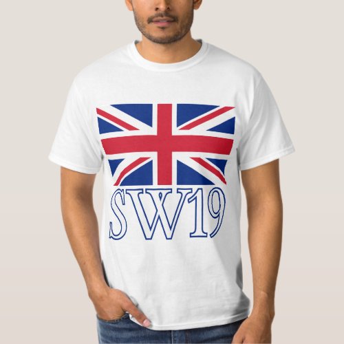 London Postcode SW19 with Union Jack T_Shirt