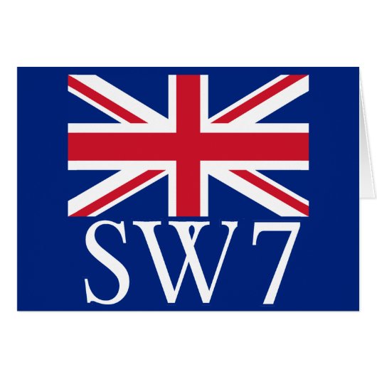 London Postcode SW7 with Union Jack Cards (Front Horizontal)