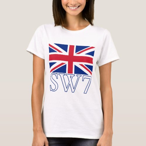 London Postcode SW7 with Union Jack T_Shirt