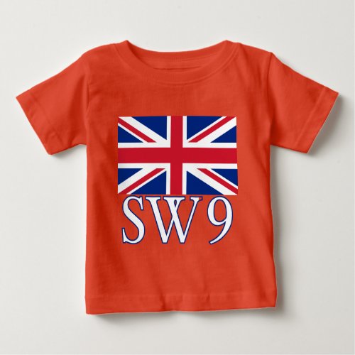 London Postcode SW9 with Union Jack Baby T_Shirt