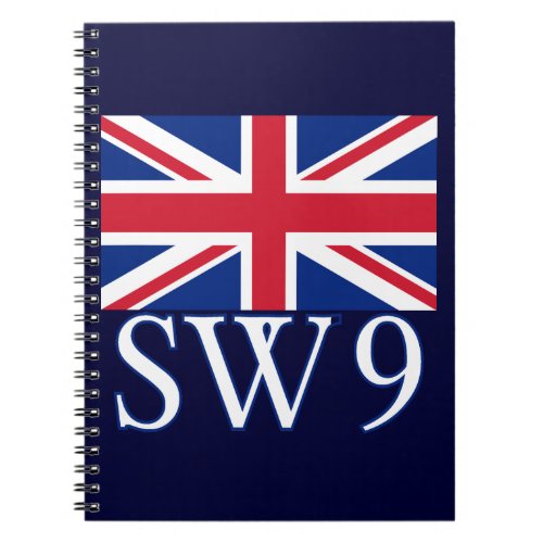 London Postcode SW9 with Union Jack Notebook