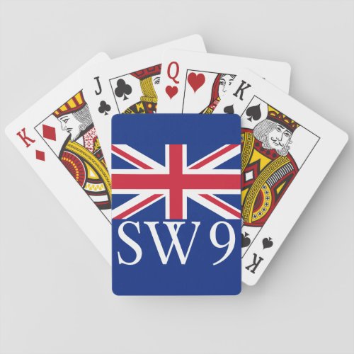 London Postcode SW9 with Union Jack Playing Cards