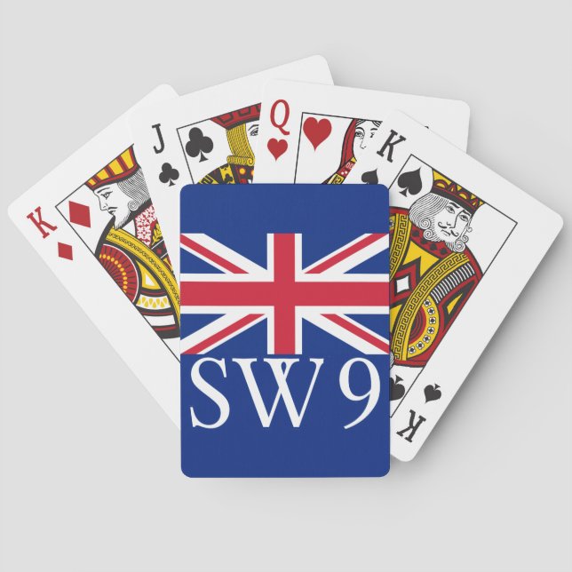 London Postcode SW9 with Union Jack Poker Cards (Back)
