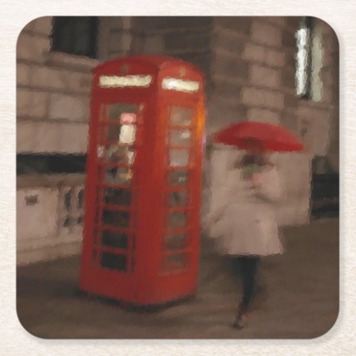 London _ Rainy Day Phone Box _ Umbrella Coaster