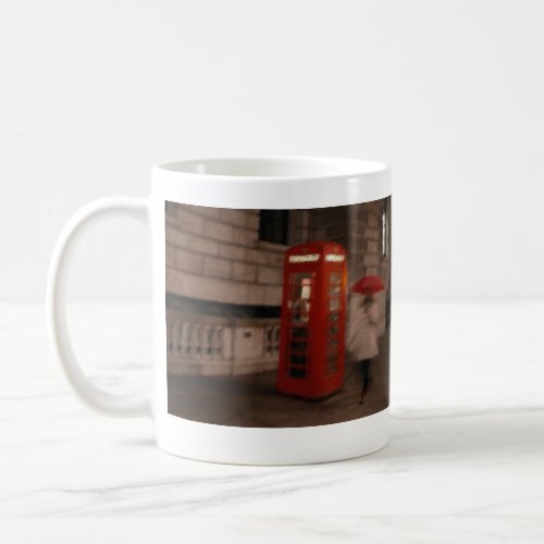 London Rainy Day Red Phone Box  Umbrella Mug