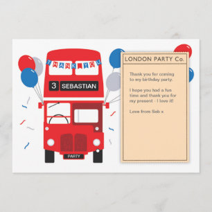 London Red Bus Birthday Thank You Card