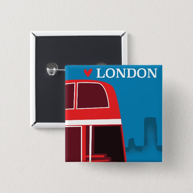 London Red Bus Button (Front & Back)