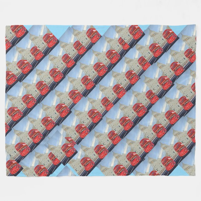 London Red  Bus Fleece Blanket  (Front (Horizontal))