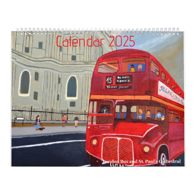 London Red Bus Large Calendar 2025  (Cover)