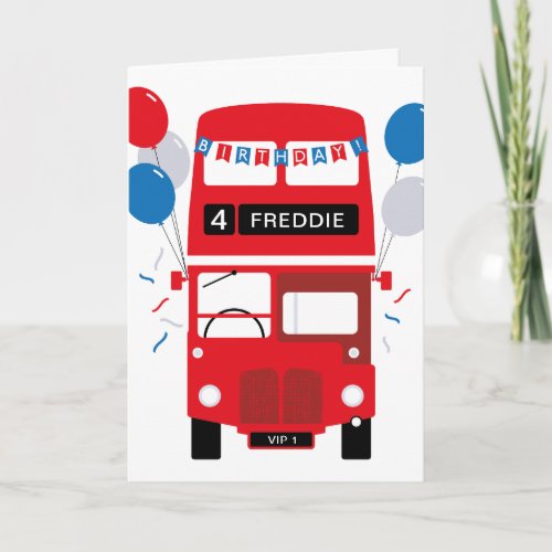 London Red Bus Personalised Age Birthday Card