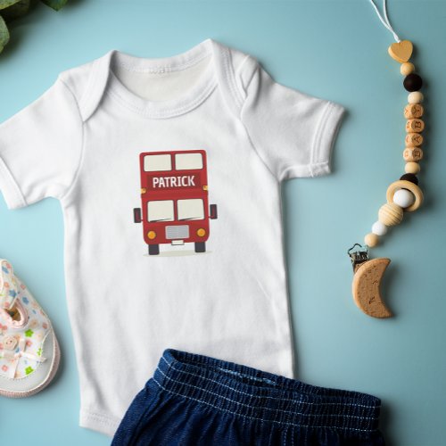 London Red Bus Personalized Baby Bodysuit