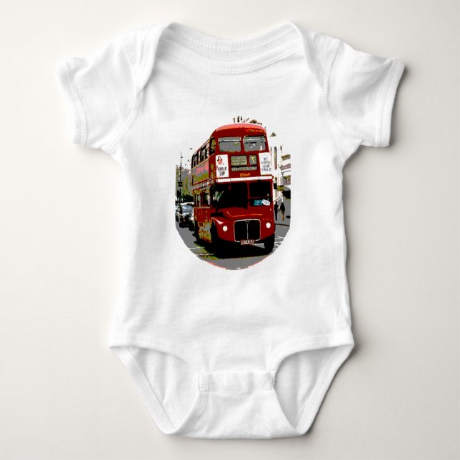 London Red Bus Routemaster Buses Baby Bodysuit (Front)