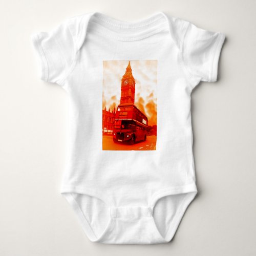 London Red Bus  the Big Ben Baby Bodysuit