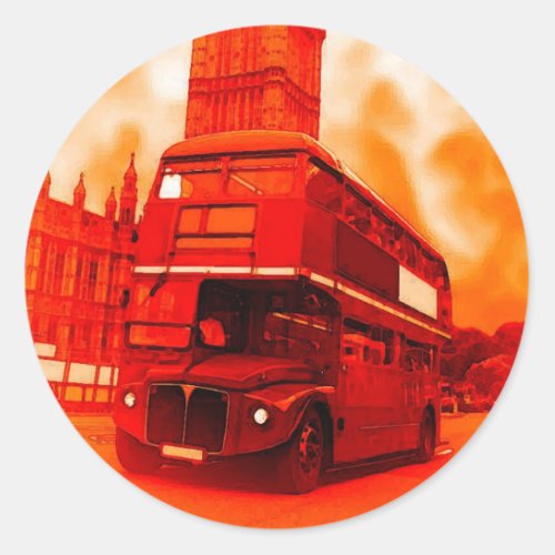 London Red Bus  the Big Ben Classic Round Sticker