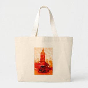 London Red Bus & the Big Ben Large Tote Bag