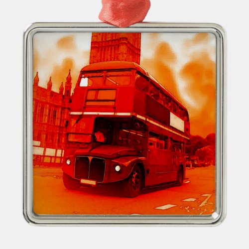 London Red Bus  the Big Ben Metal Ornament