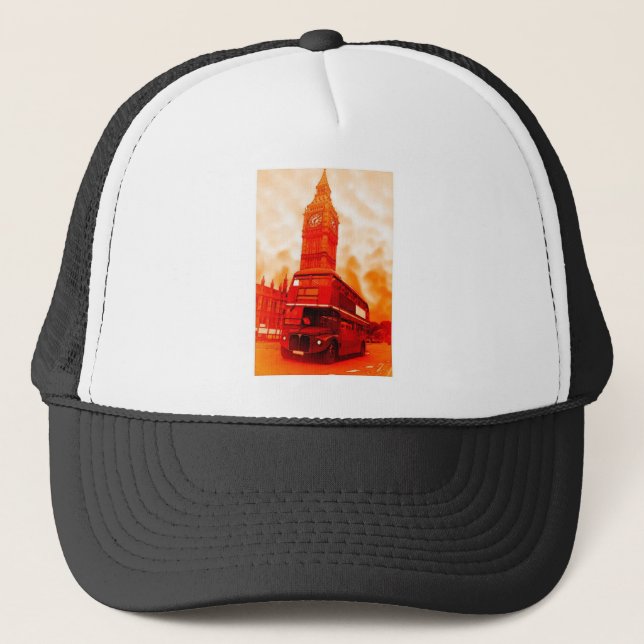 London Red Bus & the Big Ben Trucker Hat (Front)