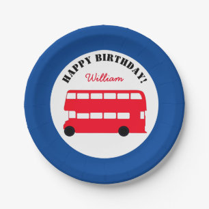 London Red Double Decker Bus, British Kids (Party) Paper Plates