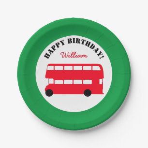 London Red Double Decker Bus, British Kids (Party) Paper Plates