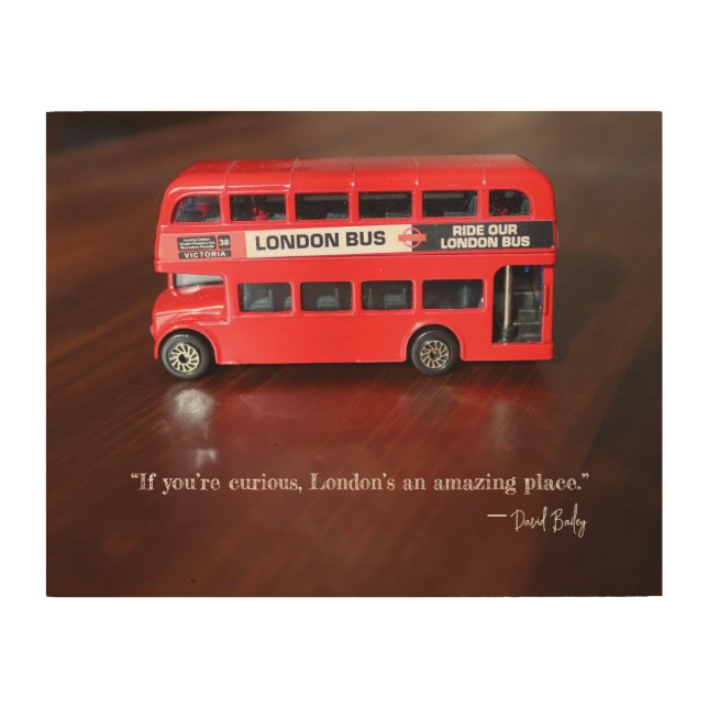 London Red Double-Decker Bus  Wood Wall Art (Front)